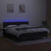 vidaXL Cama box spring colch&oacute;n y luces LED tela negro 160x200 cm