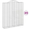 vidaXL Cestas de gaviones 9 uds forma de arco hierro 200x50x220/240 cm