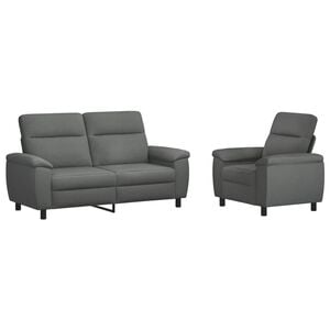 vidaXL Juego de Sof&aacute; 2 pcs Gris oscuro Tela