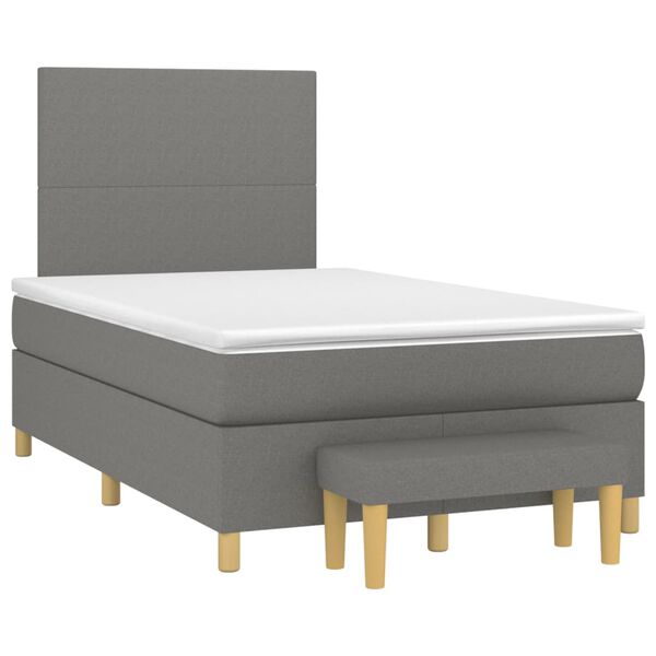 vidaXL Cama box spring con colch&oacute;n tela gris oscuro 120x200 cm