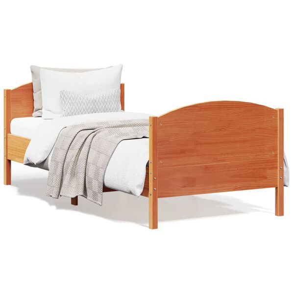 vidaXL Estructura de cama sin colch&oacute;n madera maciza marr&oacute;n 75x190 cm