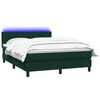 vidaXL Cama box spring con colch&oacute;n y LED terciopelo verde oscuro 140x210 cm