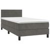vidaXL Cama box spring colch&oacute;n y LED terciopelo gris oscuro 100x200 cm