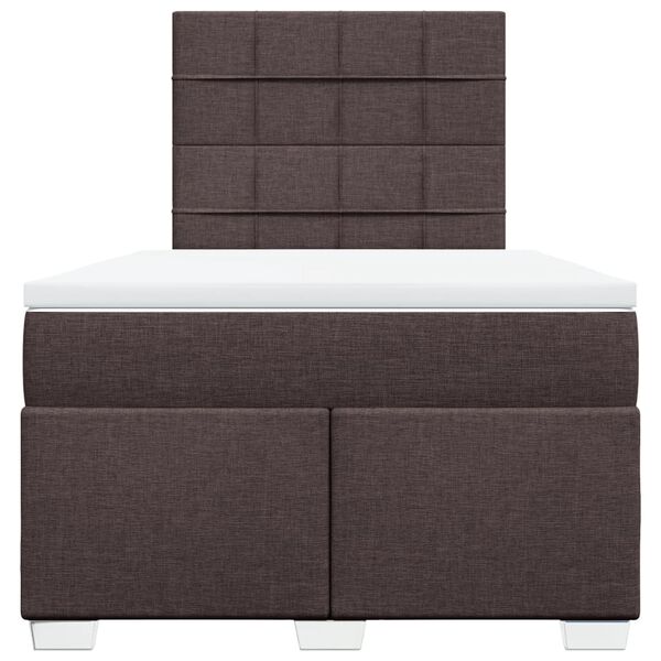 vidaXL Cama box spring con colchón tela marrón oscuro 120x190 cm