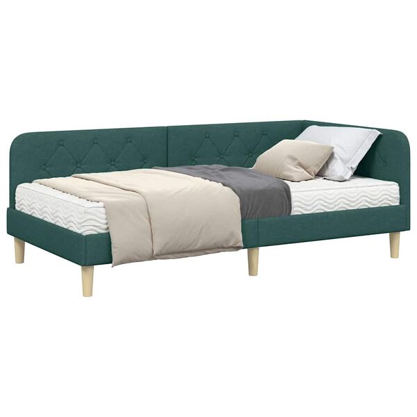 vidaXL Estructura de cama en esquina Verde oscuro 100 x 200 cm tela