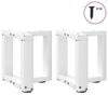 vidaXL Patas para mesa de centro en forma de T (2 unidades), color blanco, 30 x 25 x (30-31) cm, acero