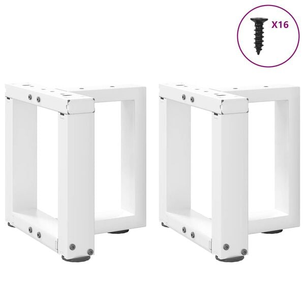 vidaXL Patas para mesa de centro en forma de T (2 unidades), color blanco, 30 x 25 x (30-31) cm, acero