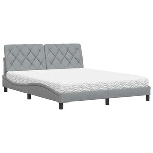 vidaXL Cama con colch&oacute;n de tela gris claro 160x200 cm