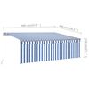 vidaXL Toldo retráctil manual con persiana azul y blanco 4x3 m