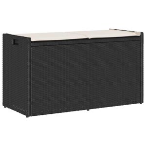 vidaXL Banco de almacenaje con coj&iacute;n rat&aacute;n sint&eacute;tico negro 100 cm