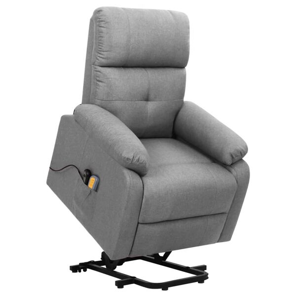vidaXL Sillón de masaje elevable tela gris claro