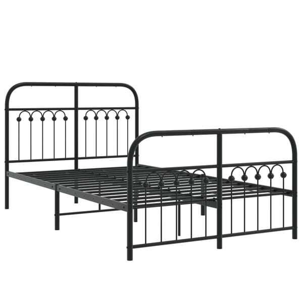 vidaXL Estructura cama sin colch&oacute;n con estribo metal negro 120x190 cm