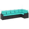 vidaXL Set de sof&aacute;s de jard&iacute;n 6 pzas con cojines rat&aacute;n sint&eacute;tico negro