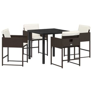 vidaXL Conjunto de Comedor de Jard&iacute;n 5 pcs Marr&oacute;n rat&aacute;n sint&eacute;tico