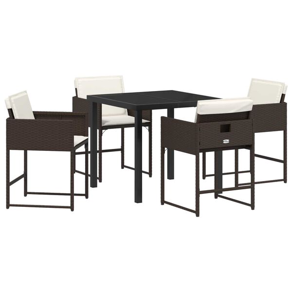 vidaXL Conjunto de Comedor de Jard&iacute;n 5 pcs Marr&oacute;n rat&aacute;n sint&eacute;tico