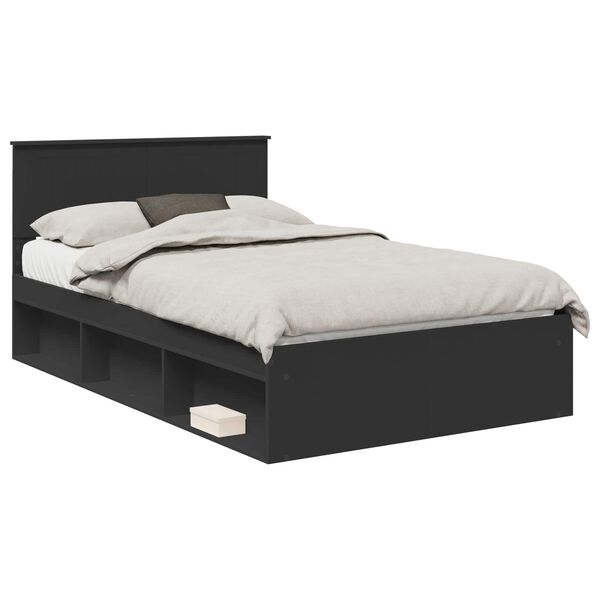 vidaXL Estructura de cama Negro 120 x 190 cm Madera de pino macizo