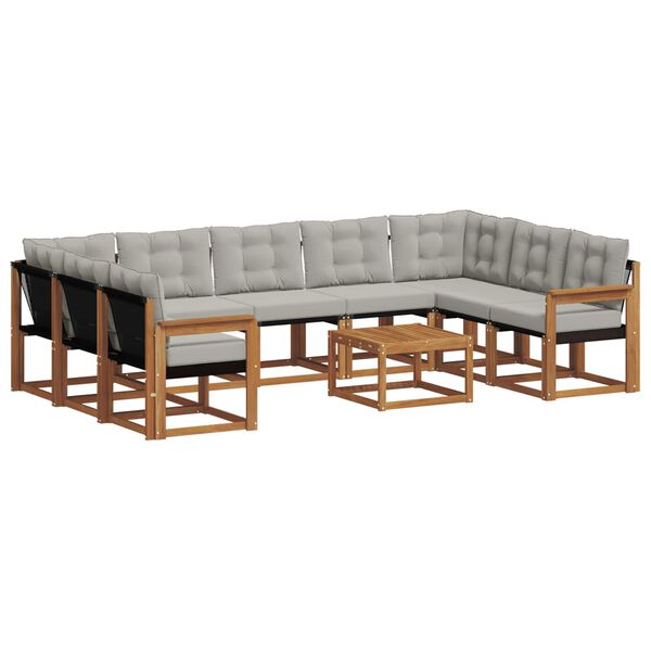 vidaXL Conjunto de sof&aacute;s de exterior 10 pcs Gris Natural y Claro