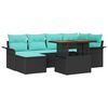 vidaXL Conjunto de sof&aacute; de jard&iacute;n 7 uds. Negro Polirat&aacute;n