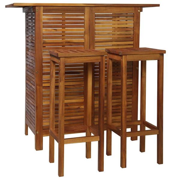 vidaXL Juego muebles de bar para jardín 3 pzas madera maciza de acacia