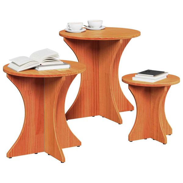 vidaXL Mesa de Caf&eacute; 3 pcs Marr&oacute;n cera