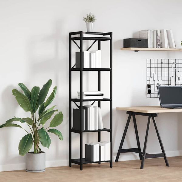 vidaXL Estante de libros Roble Negro 40 x 30 x 155 cm