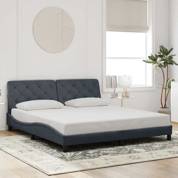 vidaXL Estructura cama sin colch&oacute;n terciopelo gris oscuro 200x200 cm