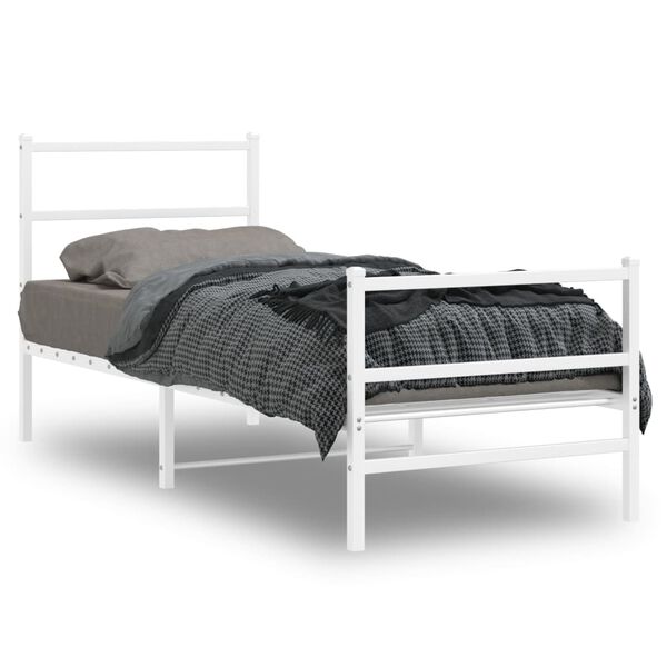 vidaXL Estructura cama sin colchón con estribo metal blanco 75x190 cm