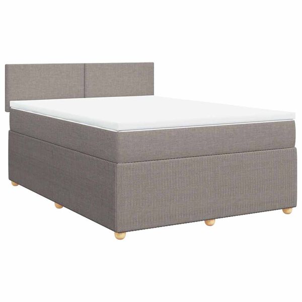 vidaXL Cama box spring con colch&oacute;n tela gris taupe 140x200 cm