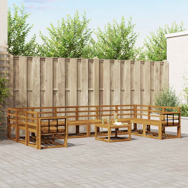 vidaXL Conjunto de sof&aacute;s de exterior 11 pcs Natural