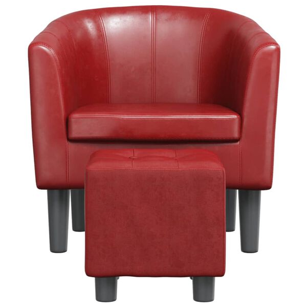 vidaXL Sill&oacute;n dise&ntilde;o de cubo con reposapi&eacute;s cuero sint&eacute;tico rojo tinto