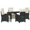 vidaXL Conjunto de Comedor de Jard&iacute;n 5 uds. Negro rat&aacute;n sint&eacute;tico