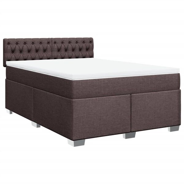vidaXL Cama box spring con colch&oacute;n tela marr&oacute;n oscuro 160x200 cm