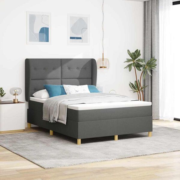 vidaXL Cama con Somier y Colch&oacute;n Gris Oscuro 90x190 cm de Tela tela