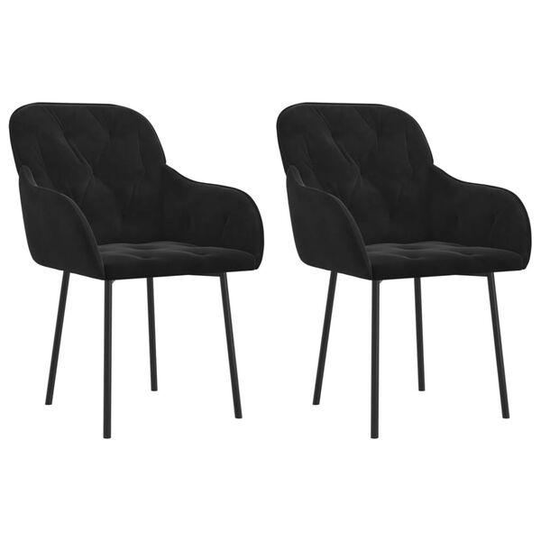 vidaXL Sillas de comedor 2 unidades terciopelo negro