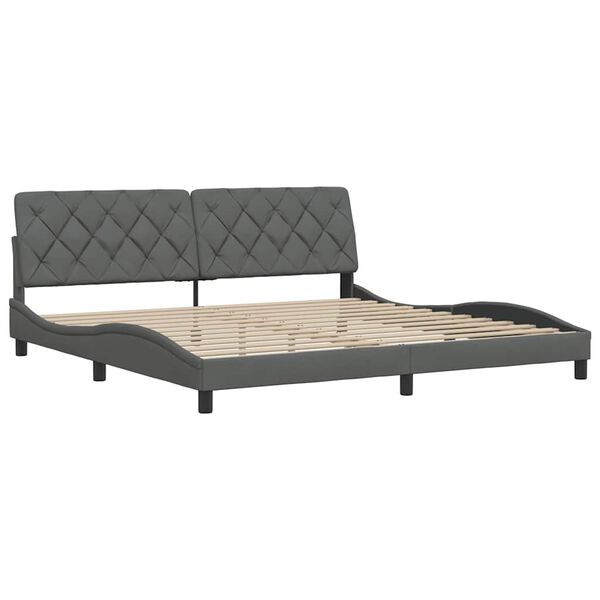 vidaXL Estructura de cama sin colch&oacute;n tela gris oscuro 200x200 cm