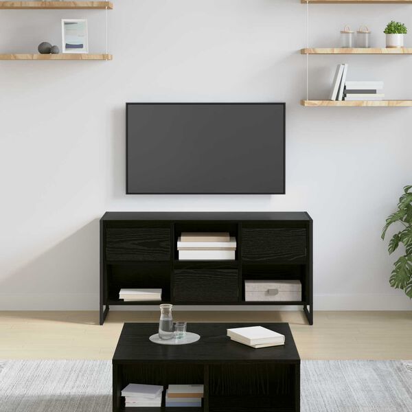 vidaXL Gabinete de TV con caj&oacute;n Roble Negro 100 x 36 x 49,5 cm