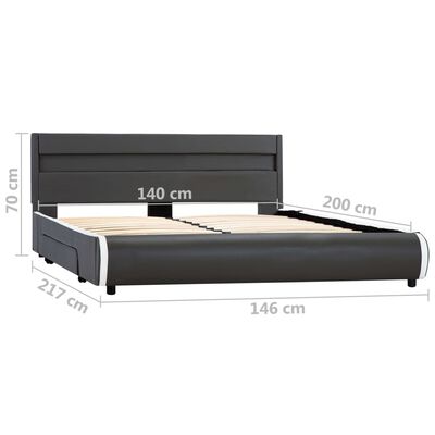 vidaXL Estructura cama y LED cuero sintético gris antracita 140x200 cm