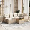 vidaXL Set sof&aacute;s de jard&iacute;n 7 piezas y cojines rat&aacute;n sint&eacute;tico beige