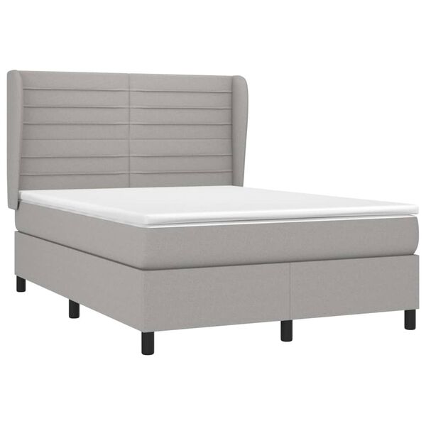 vidaXL Cama box spring con colch&oacute;n tela gris claro 140x200 cm