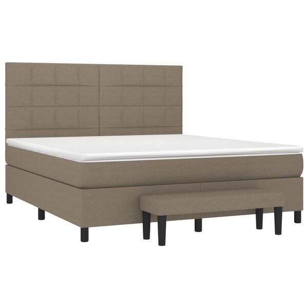 vidaXL Cama box spring con colch&oacute;n tela gris taupe 160x200 cm