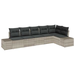 vidaXL Conjunto de sof&aacute; de jard&iacute;n 6 pcs Gris Claro rat&aacute;n sint&eacute;tico