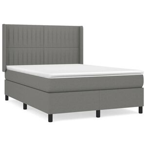 vidaXL Cama box spring con colch&oacute;n tela gris oscuro 140x200 cm