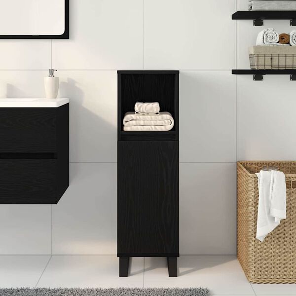 vidaXL Gabinete de Baño con estante Roble Negro 30 x 30 x 100 cm