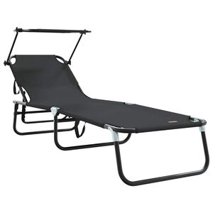 vidaXL Tumbona plegable Negro 190 x 57 x 81 cm oxford