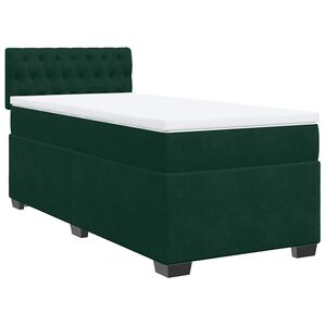 vidaXL Cama box spring con colch&oacute;n terciopelo verde oscuro 80x200 cm