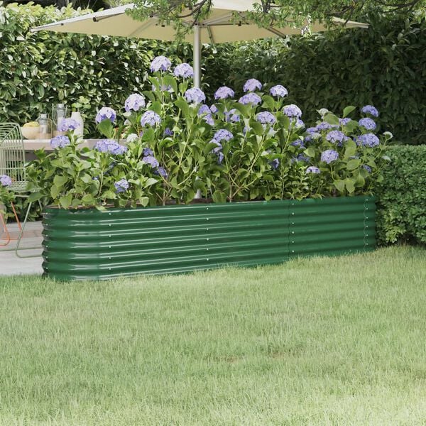 vidaXL Jardinera arriate acero galvanizado verde 224x40x36 cm