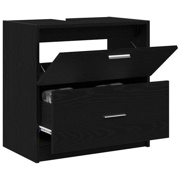 vidaXL Gabinete de Ba&ntilde;o con caj&oacute;n Roble Negro 59 x 37 x 59 cm