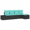 vidaXL Conjunto de sof&aacute; de jard&iacute;n 5 uds. Negro rat&aacute;n sint&eacute;tico