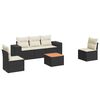 vidaXL Set de sof&aacute;s de jard&iacute;n 6 piezas y cojines rat&aacute;n sint&eacute;tico negro