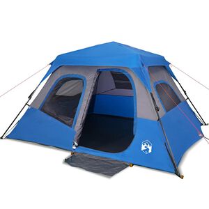 vidaXL Tienda familiar 6 personas impermeable apertura rápida azul